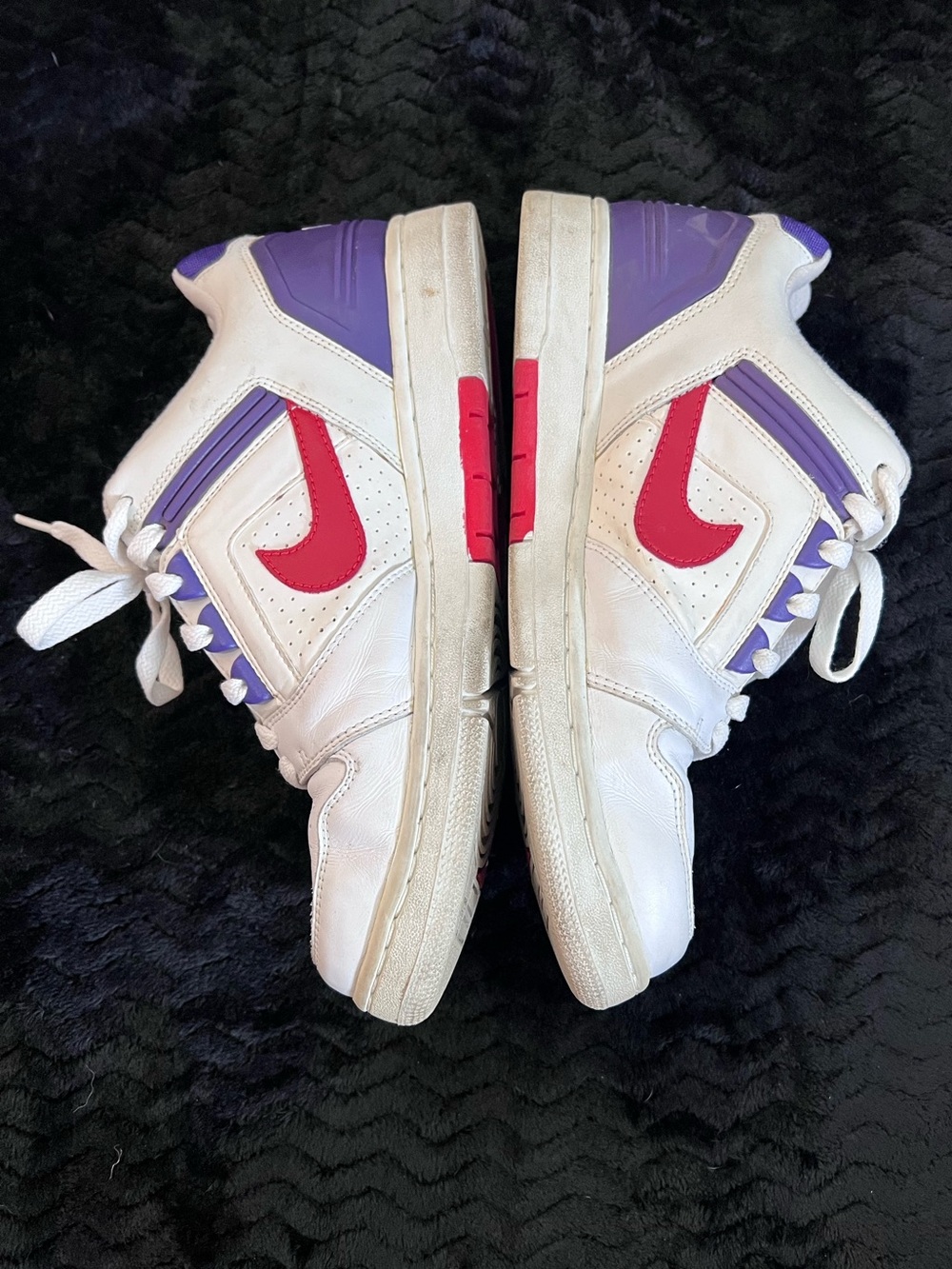 Nike Air Force 2 Sneakers with Red Swoosh and Purple Accents Size 9 - Picture 2 of 9